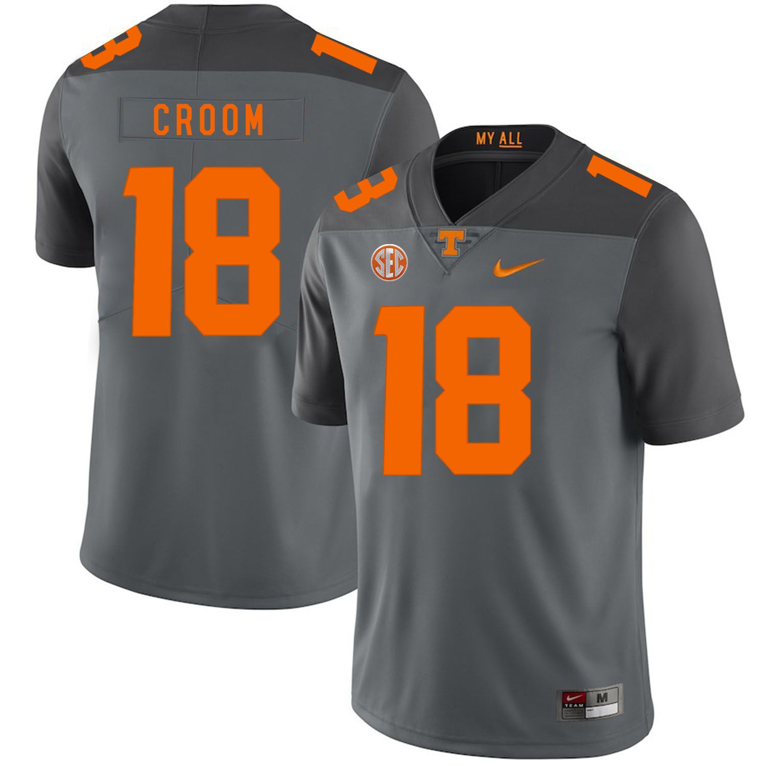 Men Tennessee Volunteers 18 Croom Grey Customized NCAA Jerseys